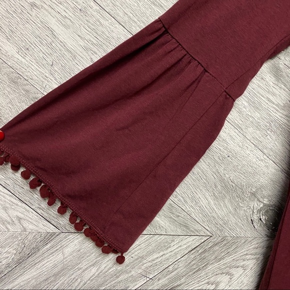 Johnny Was | Bell Sleeve Pom Pom Trim Top Wine XS - Picture 8 of 9